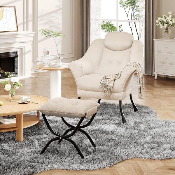 GarveeMore Ohrensessel Relaxsessel mit Hocker Ohrensessel Polstersessel Faulsessel