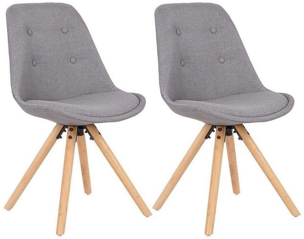 Elegante Esszimmerstühle aus Leinen, Kunststoff & Holz im Braun grau
