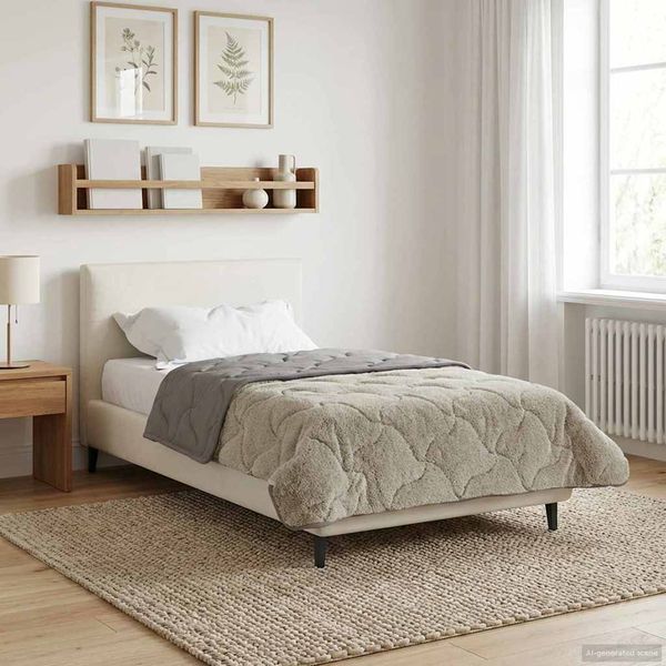vidaXL Winterbettdecke Gepolstert Hellgrau 140 x 220 cm 42026314