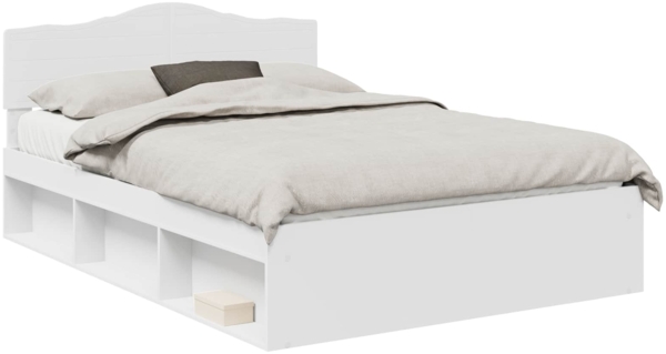 vidaXL Bettrahmen mit Kopfteil Weiß 140 x 190 cm Massives Kiefernholz 3412898