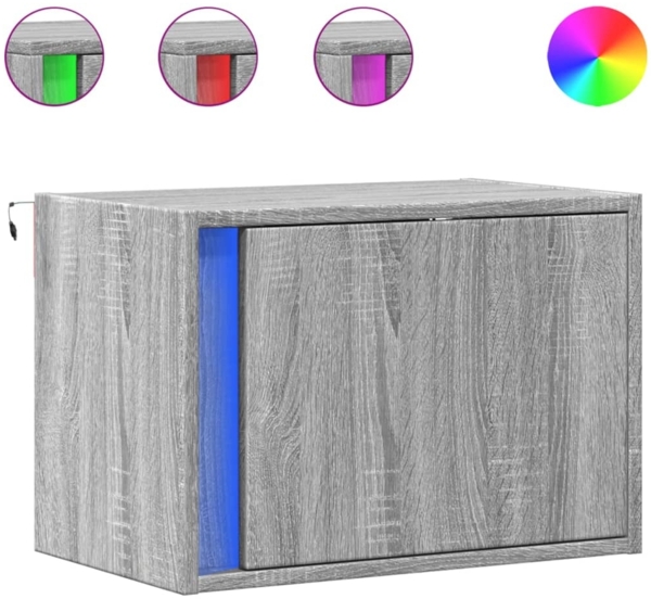 vidaXL Wand-Nachttische mit LED-Leuchten 2 Stk. Grau Sonoma 852100