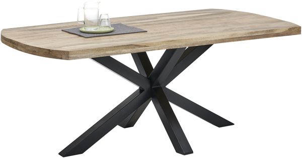 Esstisch >Veneti< in schwarz, Mango 40mm aufgedoppelt - 200x77x100cm (BxHxT)