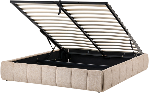Bett mit Stauraum ohne Kopfteil Stoff GENAS 160x200 cm Beige