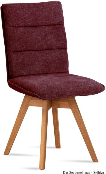 Esszimmerstuhl drehbar (4er-Set) Dorle 47x92x60 Eiche geölt/Marsala