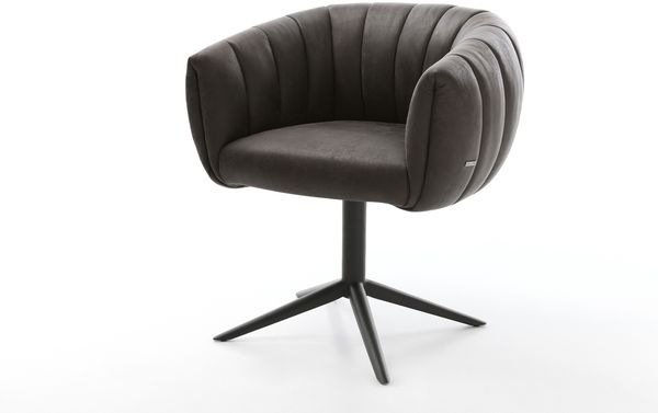 Drehstuhl Jada-Flex Mikrofaser Anthrazit Vintage Fußkreuz Schwarz 360° drehbar Wippfunktion Taschenfederkern