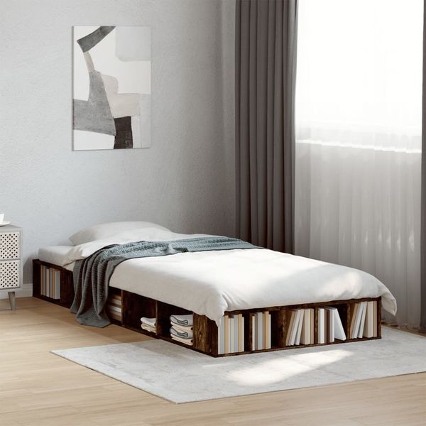 vidaXL Bettgestell Räuchereiche 75x190 cm Holzwerkstoff 3280535