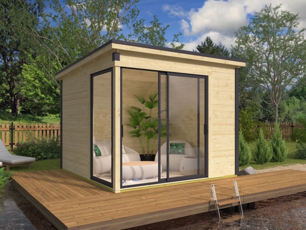 Fjordholz Gartenhaus Modell Amrum-1 Lichtgrau Bild 1