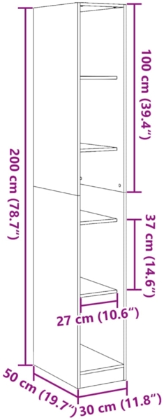 vidaXL Kleiderschrank Artisan-Eiche 30x50x200 cm Holzwerkstoff 3307710 Bild 8