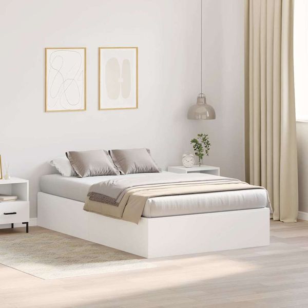 vidaXL Aufbewahrungsbettgestell Weiß 120 x 200 cm Holzwerkstoff 3335365