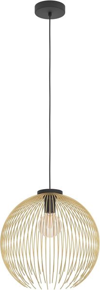 EGLO Hängelampe Venezuela - Moderne Pendelleuchte aus Metall schwarz-gold, Esszimmerlampe individuell höhenverstellbar mit E27 Fassung, Ø 40 cm, stilvolle Beleuchtung über Esstisch