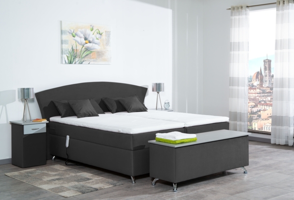 Meisterbetten Boxspringbett Huss 100x200 in VS-Grau, Matratzenbezug Nano, Ergoflex-Topper Bild 4