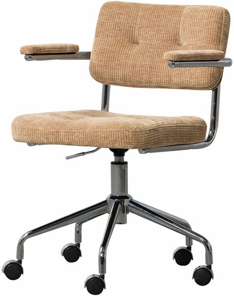 Bürostuhl Kova aus geripptem Webstoff, modern höhenverstellbar, sandfarben, bequem und drehbar