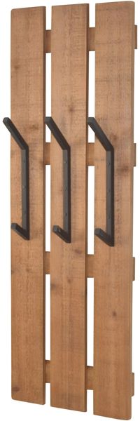 Massivholz Wandgarderobe mit 3 Haken, braun