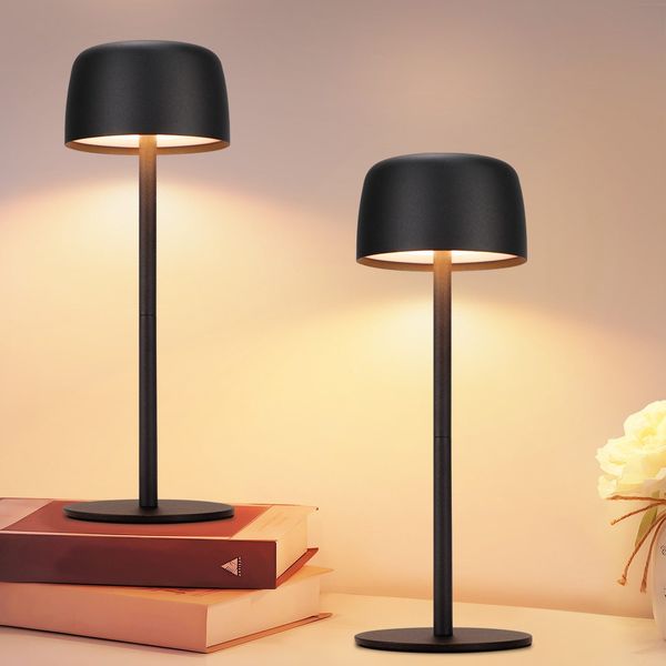 ZMH LED Tischlampe Kabel2 stückER: Touch Dimmbar Tischleuchte mit 3 Farbtemperaturen Höhenverstellbar USB Aufladbar Akku Tragbare Wasserdichte Schwarz Tischlampe für Indoor Outdoor Esszimmer