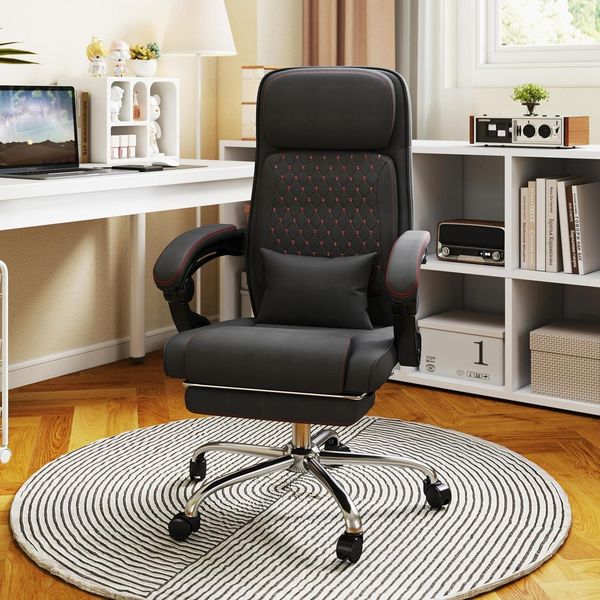 Ergonomischer Bürostuhl mit Fußpedalen und hoher Rückenlehne, verstellbare Höhe