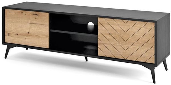 Bettso 'DIAMOND' RTV-Schrank mit 2 Ablageflächen, Holzwerkstoff Braun, 50x39x154 cm