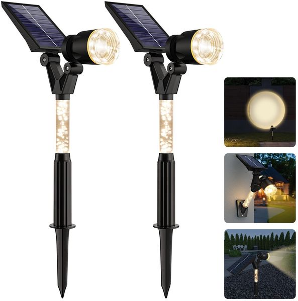 8er Set Solar-Gartenspots 300 lm warmweiß verstellbar