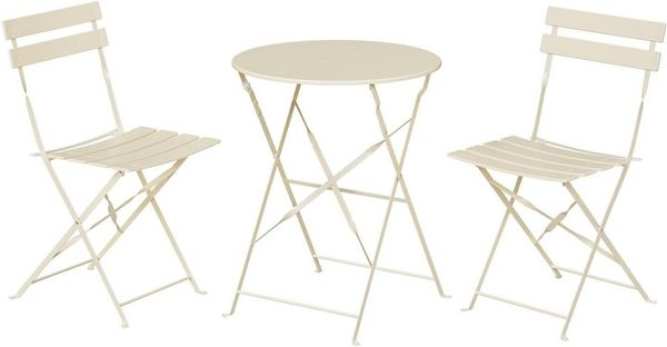 EUGAD Balkonset, (Set, 1-tlg, 1 Tisch, 2 Stühle), klappbar, aus Metall für Balkon Garten