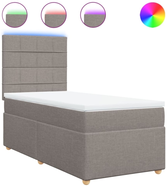 vidaXL Boxspringbett mit Matratze Taupe 90x200 cm Stoff 3293467