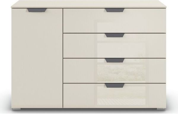 rauch Aditio Box, Kommode, 1-türig, 4 Schubladen, mit Glasfront, mit Softclose-Funktion, Farbe Beige, BxHxT 120x81x42cm Bild 2