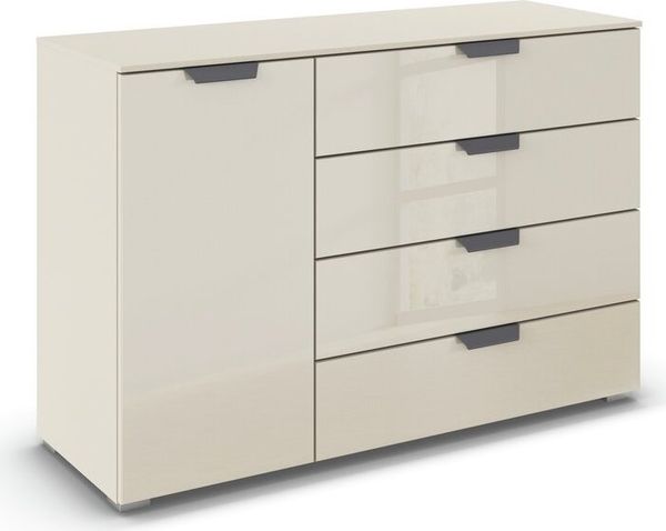 rauch Aditio Box, Kommode, 1-türig, 4 Schubladen, mit Glasfront, mit Softclose-Funktion, Farbe Beige, BxHxT 120x81x42cm Bild 3