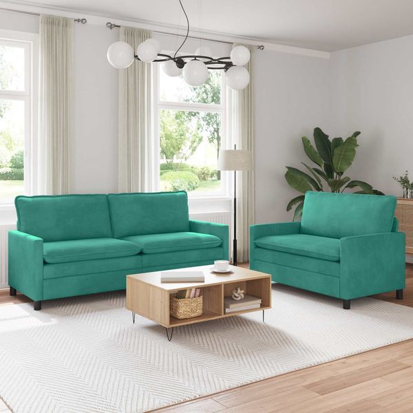 vidaXL Sofa Set 2 pcs Türkis Samt 3417136