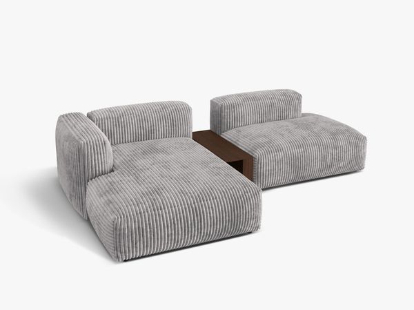 Micadoni Ecksofa Martina 2-Sitzer mit Couchtisch Links Kord Hellgrau Bild 3