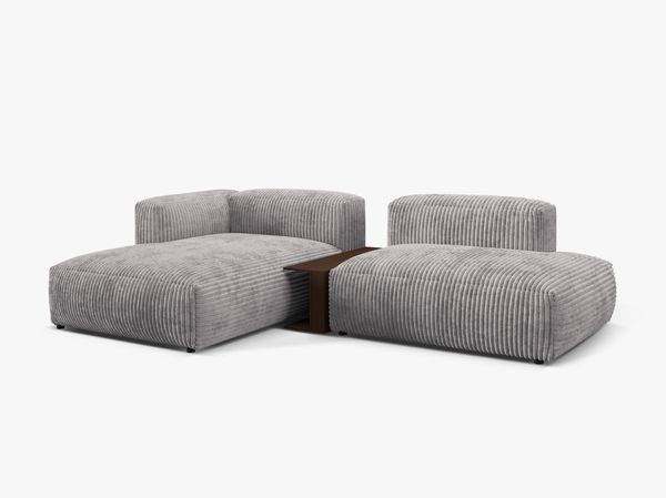 Micadoni Ecksofa Martina 2-Sitzer mit Couchtisch Links Kord Hellgrau Bild 2