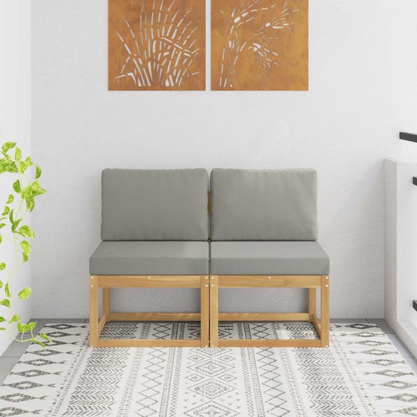 vidaXL 2 Stück Outdoor Mittelsofa Massivholz Akazie Weiß 901464