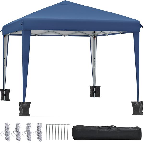 YITAHOME Pavillon 3x3 m, Pop-up-Zelt mit Aufbewahrungstasche, 4 x Sandsäcke,vollständig wasserdicht, zusammenklappbarer Unterstand für Hochzeiten, Partys im Freien, Camping(blau)