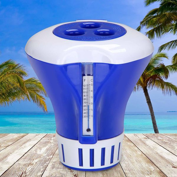 Dosierschwimmer für 20- 200g Brom oder Chlortabletten 18cm mit Thermometer Schwimmdosierer