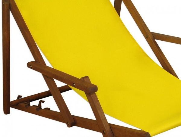 Liegestuhl gelb Fußablage u Kissen Deckchair klappbar Sonnenliege Holz Gartenliege 10-302 F KD Bild 13