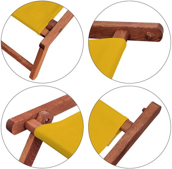 Liegestuhl gelb Fußablage u Kissen Deckchair klappbar Sonnenliege Holz Gartenliege 10-302 F KD Bild 6