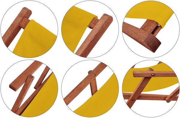 Liegestuhl gelb Fußablage u Kissen Deckchair klappbar Sonnenliege Holz Gartenliege 10-302 F KD Bild 7