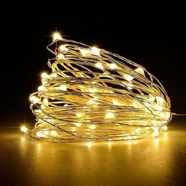 Jsdoin Lichterketten Batterie,10m 100LEDs Draht Lichterkette mit Batterie,Klein Innen Lichterkette für Tüllrock,Weihnachten,Schlafzimmer,Party, Hochzeit,Baumdekoration (Warmweiß, 2 Pcs 10m100leds)