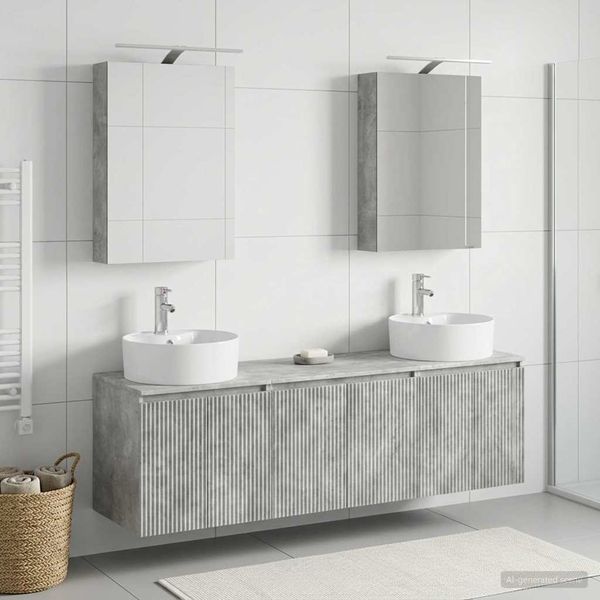vidaXL Badezimmerschrank-Set 5 pcs Betongrau Holzwerkstoff 3406434
