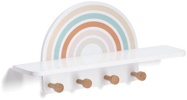 Basera® Wandgarderobe Kinder-Wandgarderobe aus MDF und Kiefer (1 St), Regenbogen-Design