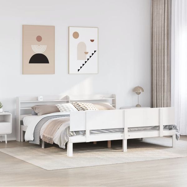 vidaXL Bettgestell mit Kopfteil ohne Matratze Weiß 200x200 cm 3306836
