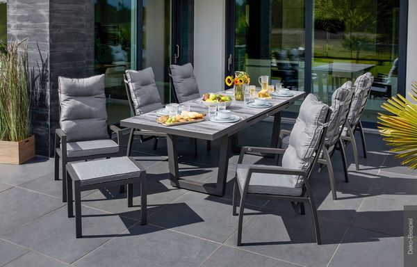 BONDINO II Hocker, anthrazit Aluminium-Gestell, inklusive Kissen