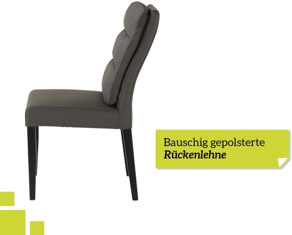 smart 2er Set Esszimmerstühle Bezug aus Leder anthrazit | Stuhlbeine aus Massivholz Buche lackiert - Küchenstuhl, Wohnzimmerstuhl, Polsterstuhl mit Schaumstoffpolsterung Bild 3