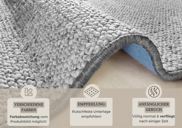 Woll-Optik Teppich Wolly Grau - 60x90x0,1cm Bild 2