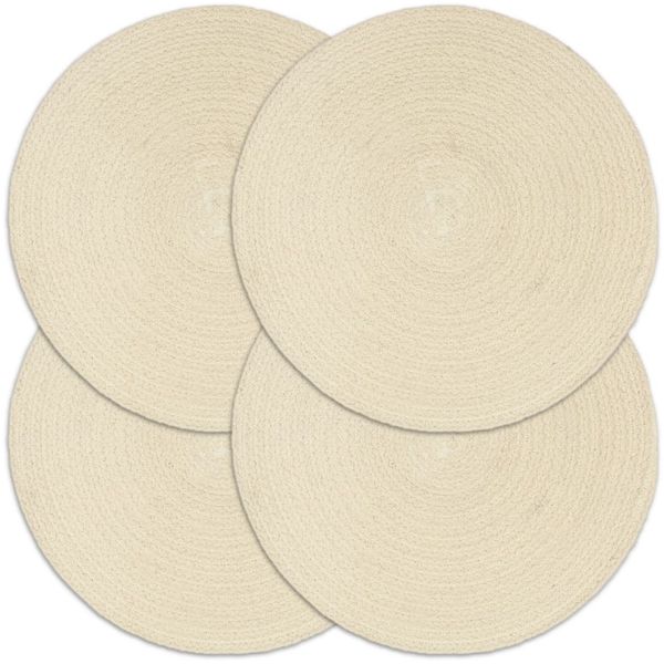 vidaXL Tischsets 4 Stk. Natur 38 cm Rund Baumwolle 133842