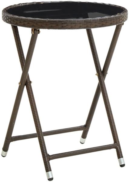 vidaXL 3-tlg. Bistro-Set, mit Kissen, Braun Poly Rattan und Glas, Ø 60x75 cm Bild 4