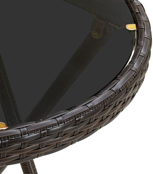 vidaXL 3-tlg. Bistro-Set, mit Kissen, Braun Poly Rattan und Glas, Ø 60x75 cm Bild 5