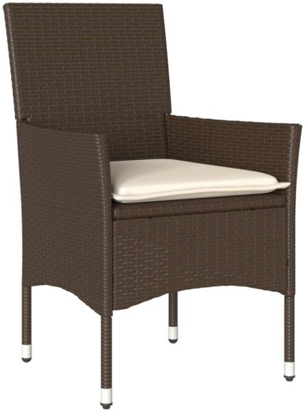 vidaXL 3-tlg. Bistro-Set, mit Kissen, Braun Poly Rattan und Glas, Ø 60x75 cm Bild 3