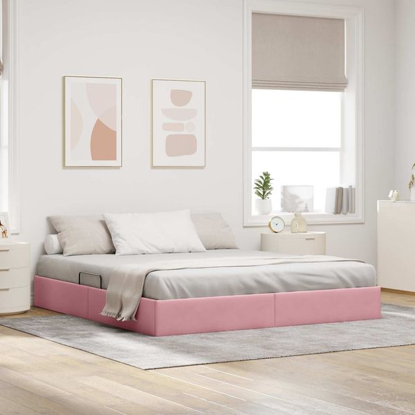 vidaXL Ottoman Bettgestell mit Speicher Rosa 160 x 200 cm Samt 3442897