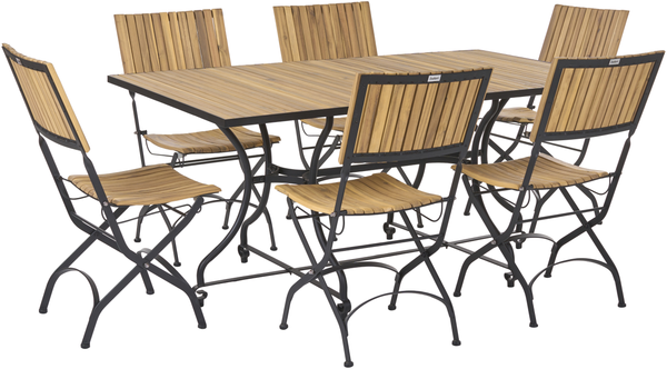 Gartenmöbel Set 6-Sitzer LASCARI klappbar Akazienholz Hellbraun