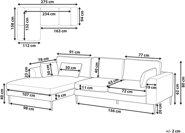 Ecksofa 3-Sitzer FLAM Bouclé Braun rechtsseitig Bild 2