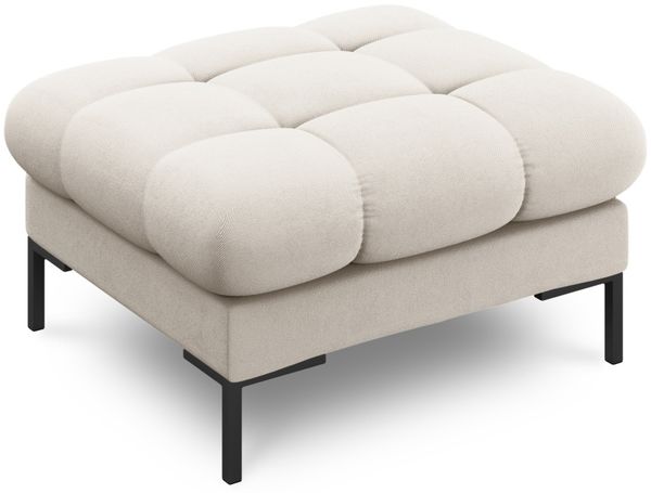Micadoni Hocker Mamaia 1-Sitzer Strukturierter Stoff Neve Beige schwarze Beine