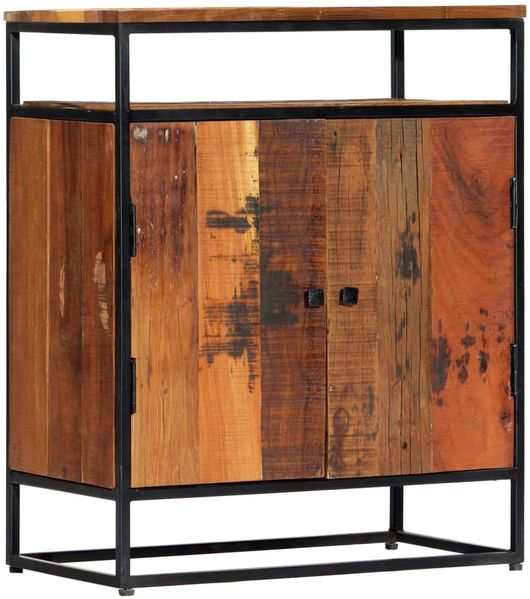 Beistellschrank, Büroschrank, Sideboard 60x35x76 cm Massives Altholz und Stahl